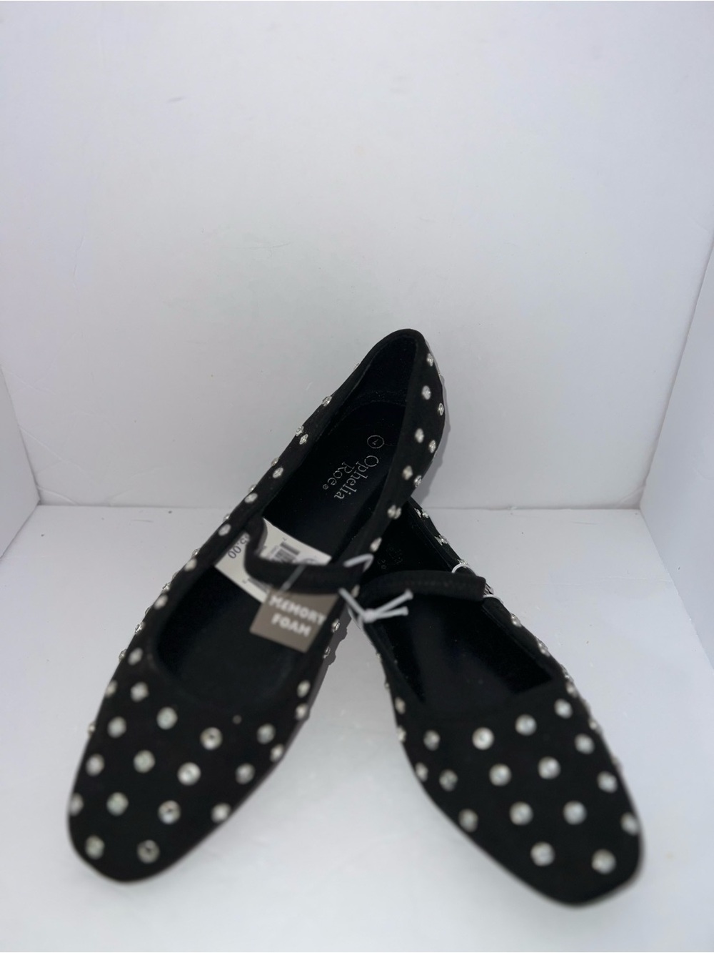 Ophelia Roe Maxine Black Rhinestone Mary Jane Ballet Flats Size 7 NWT